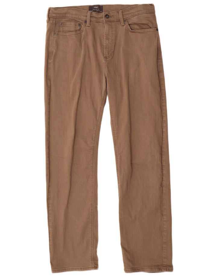Marks & Spencer Pantalones informales rectos para hombre W34 L31 Beige