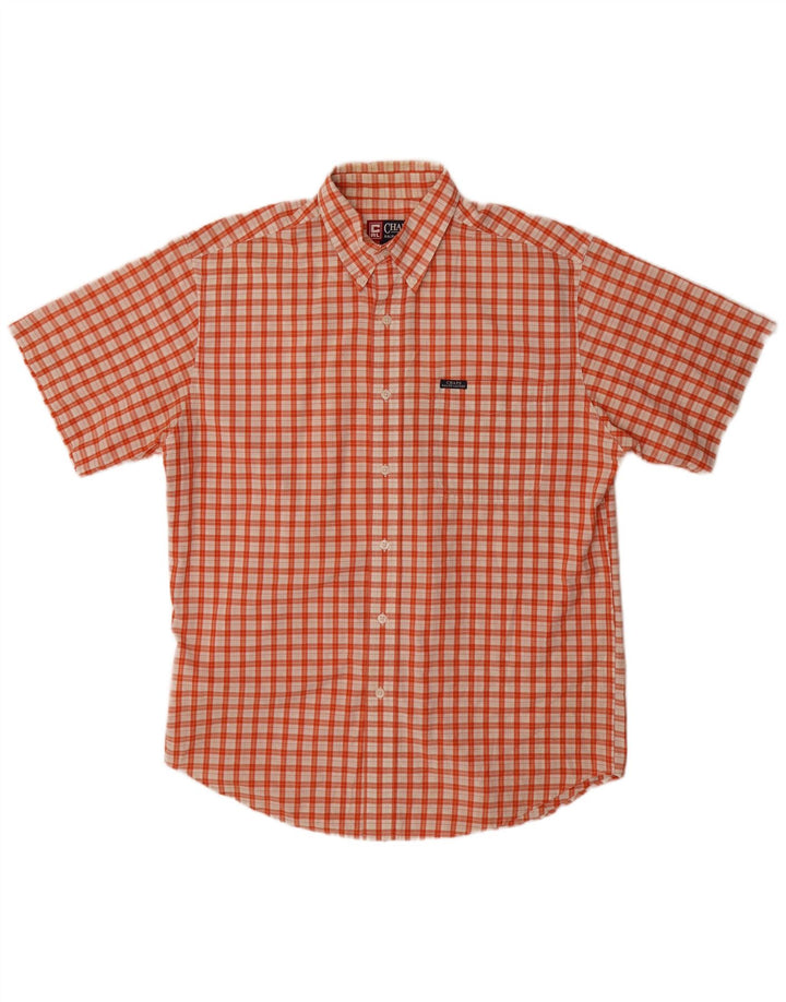 CHAPS RALPH LAUREN Camisa de manga corta para hombre Algodón a cuadros naranja medio