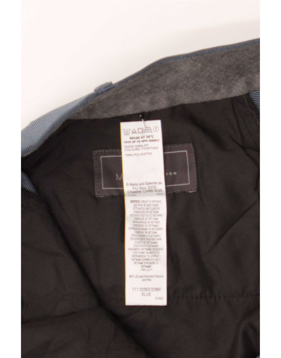 Pantalones de traje rectos Marks & Spencer para hombre W44 L29 Poliéster gris
