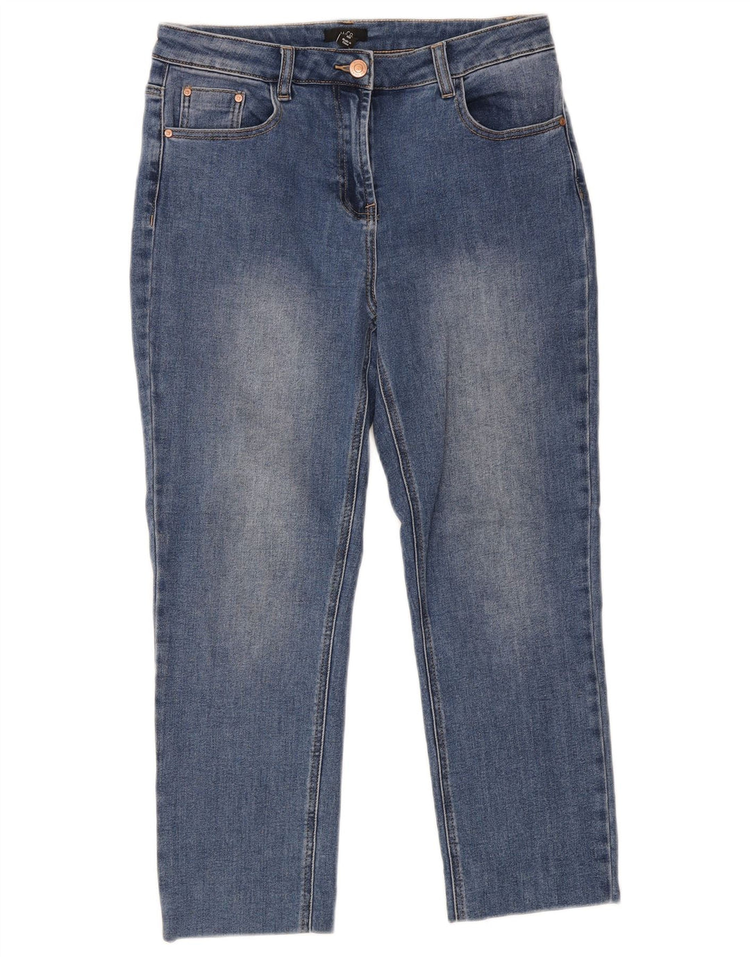 M&Co Vaqueros recortados para mujer UK 12 Medium W30 L25 Algodón azul