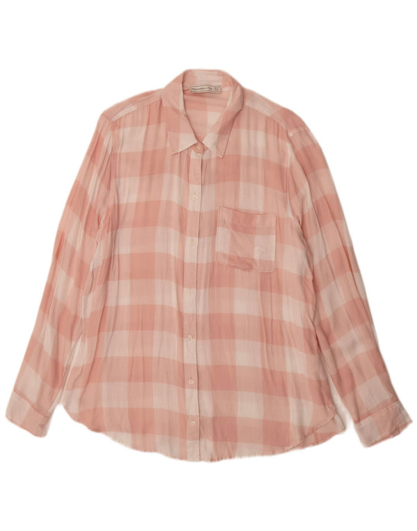 Abercrombie & Fitch Camisa de franela para mujer UK 40 XL Viscosa a cuadros rosas