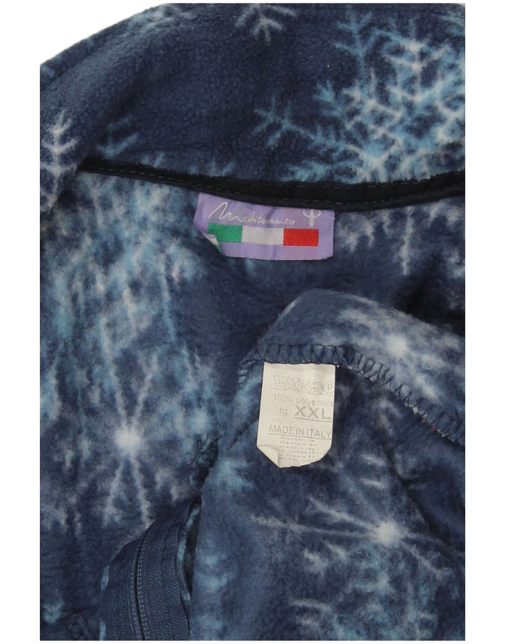 VINTAGE Chaqueta polar para mujer Reino Unido 20 2XL Azul marino Fair Isle Poliéster