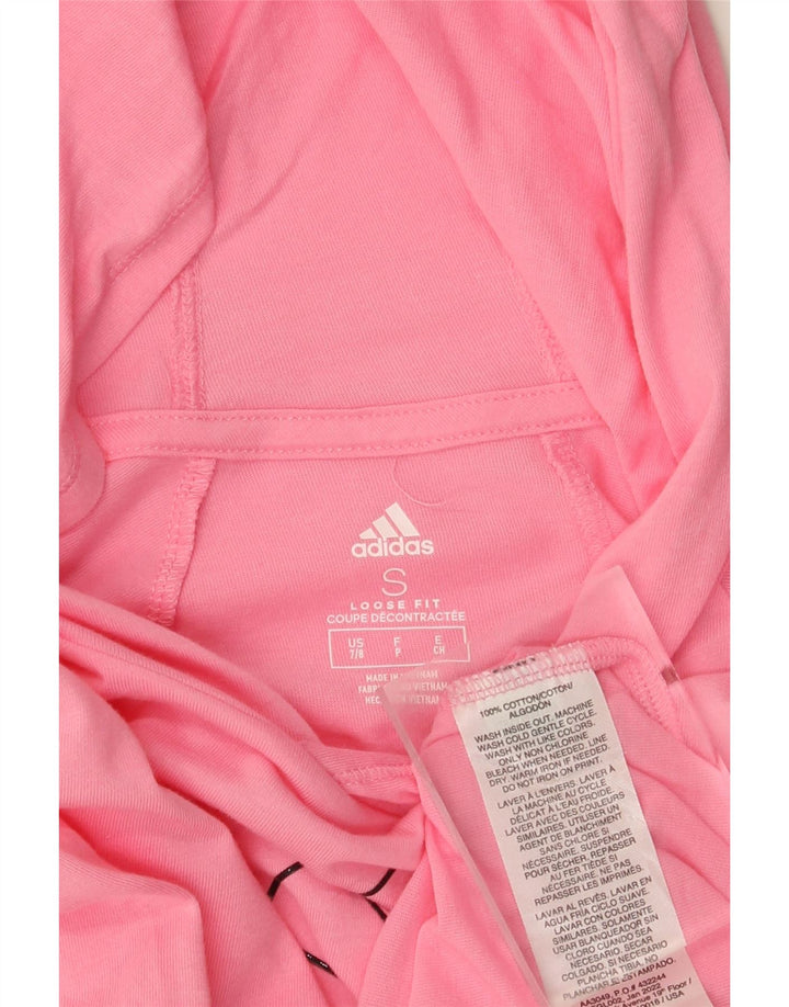 Adidas Mujer Graphic Loose Fit Sudadera con capucha Jumper UK 10 Pequeño Algodón Rosa