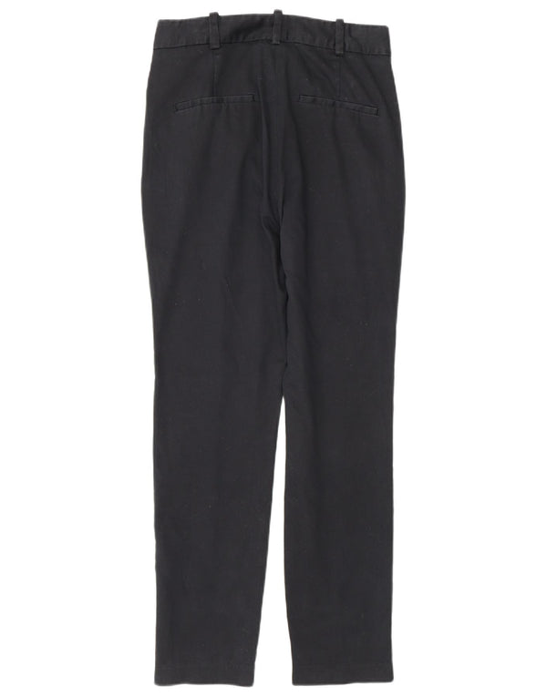 Zara Mujer Pantalones Casuales Slim De Cintura Alta Pequeño W26 L26 Algodón Negro