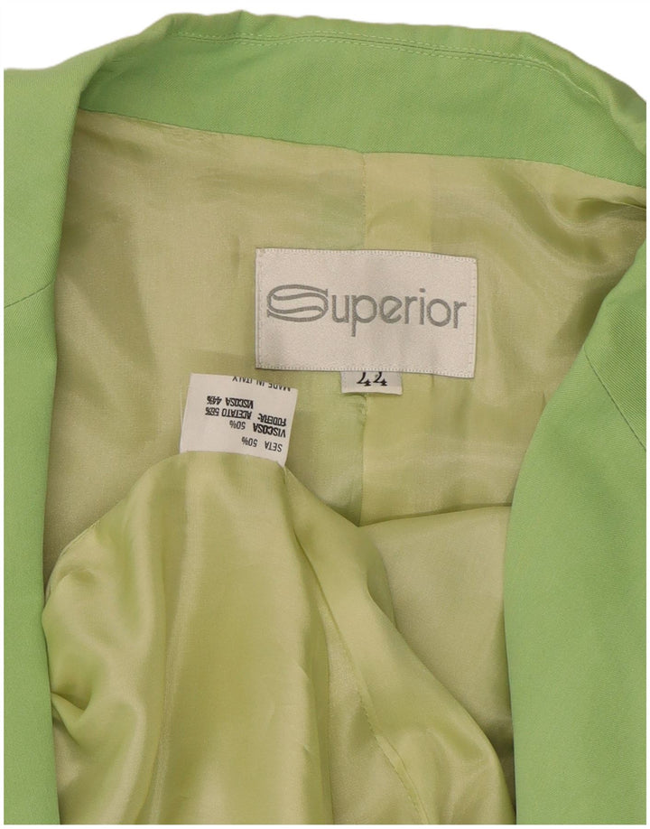 Chaqueta tipo blazer de mujer SUPERIOR con doble botonadura IT 44 Seda verde medio