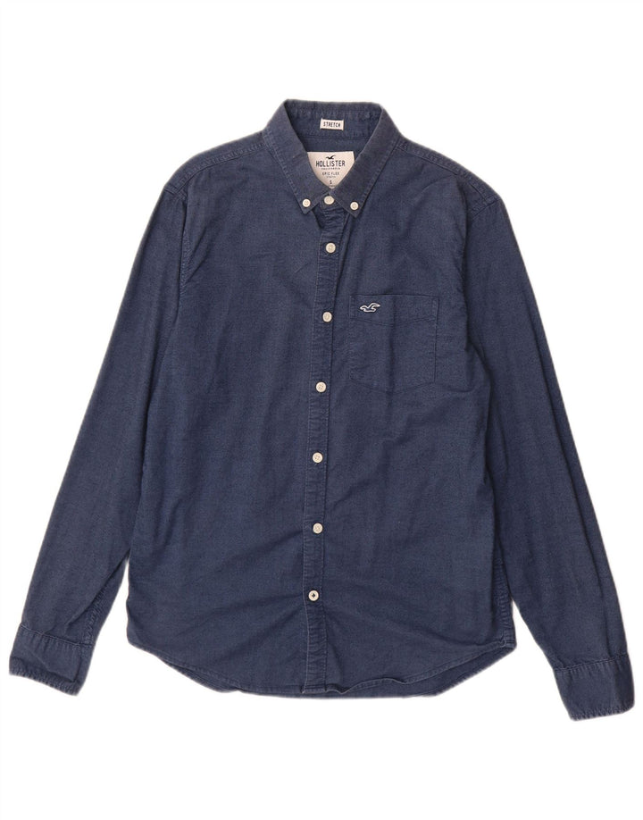 Camisa Hollister Hombre Pequeña Algodón Azul Marino