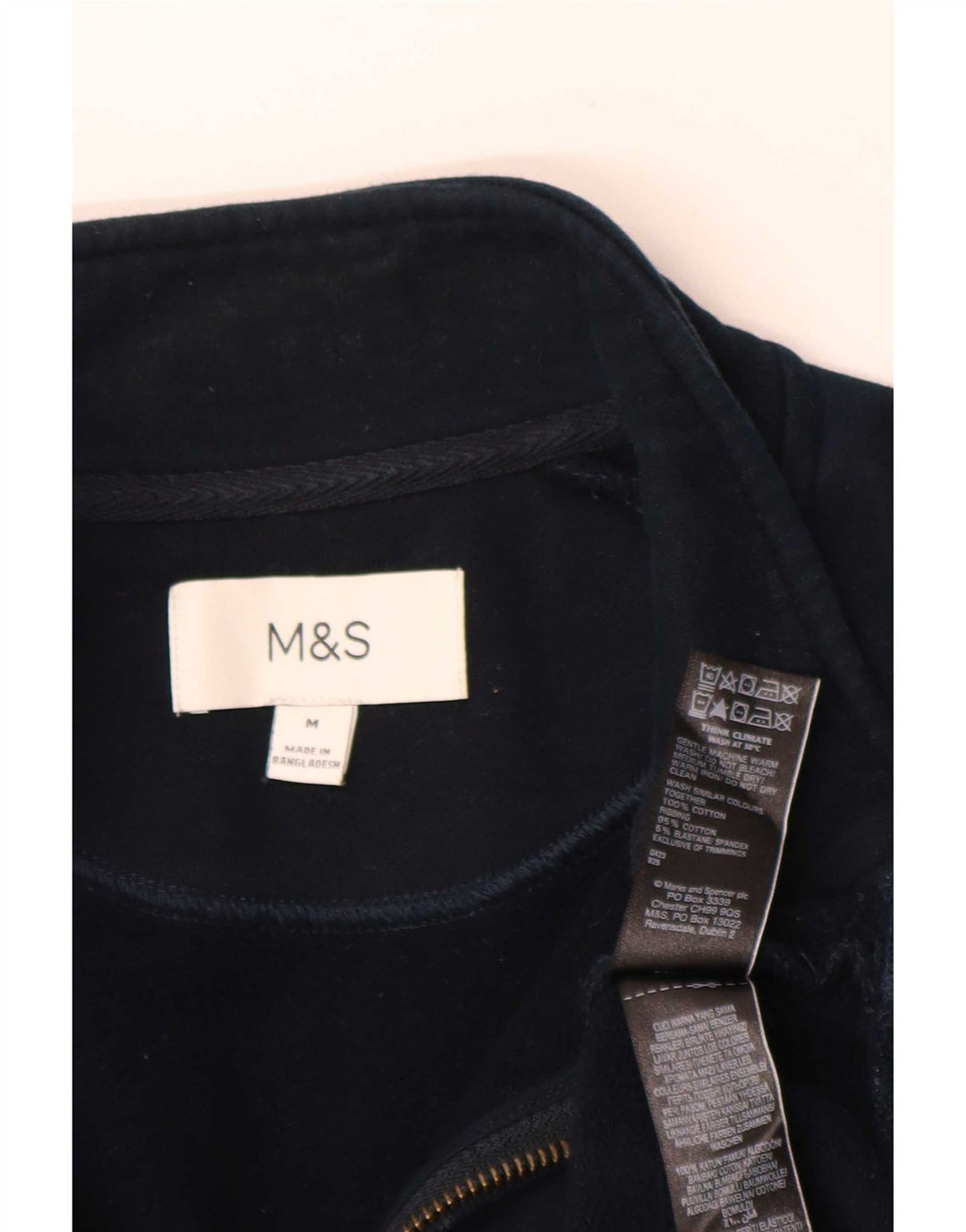 Marks & Spencer Sudadera de ajuste regular con cremallera de 1/4 para hombre, tipo jersey, tamaño mediano, azul marino