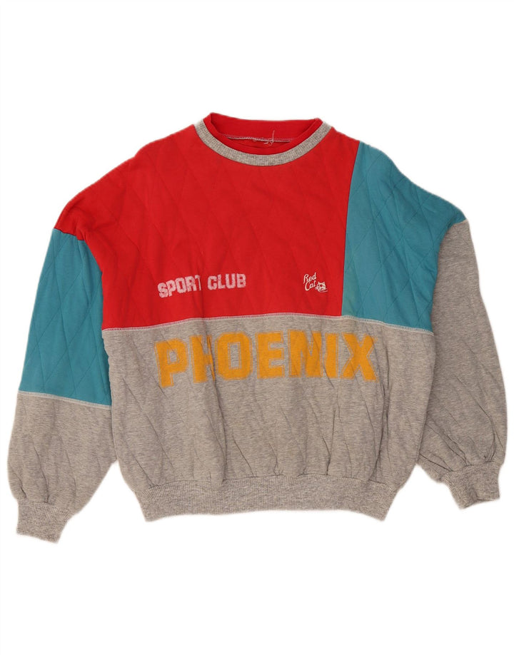 VINTAGE Mujer Phoenix Graphic Sudadera Jumper Reino Unido 16 Gris Grande