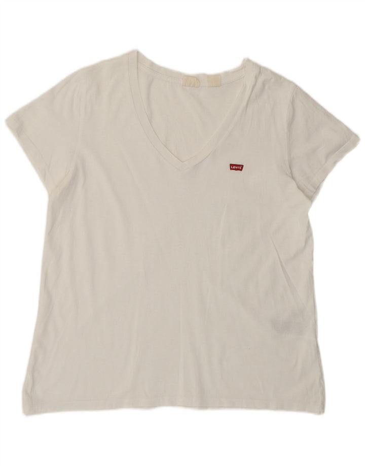 Levi's Camiseta para Mujer Top UK 44 Grande Algodón Blanco