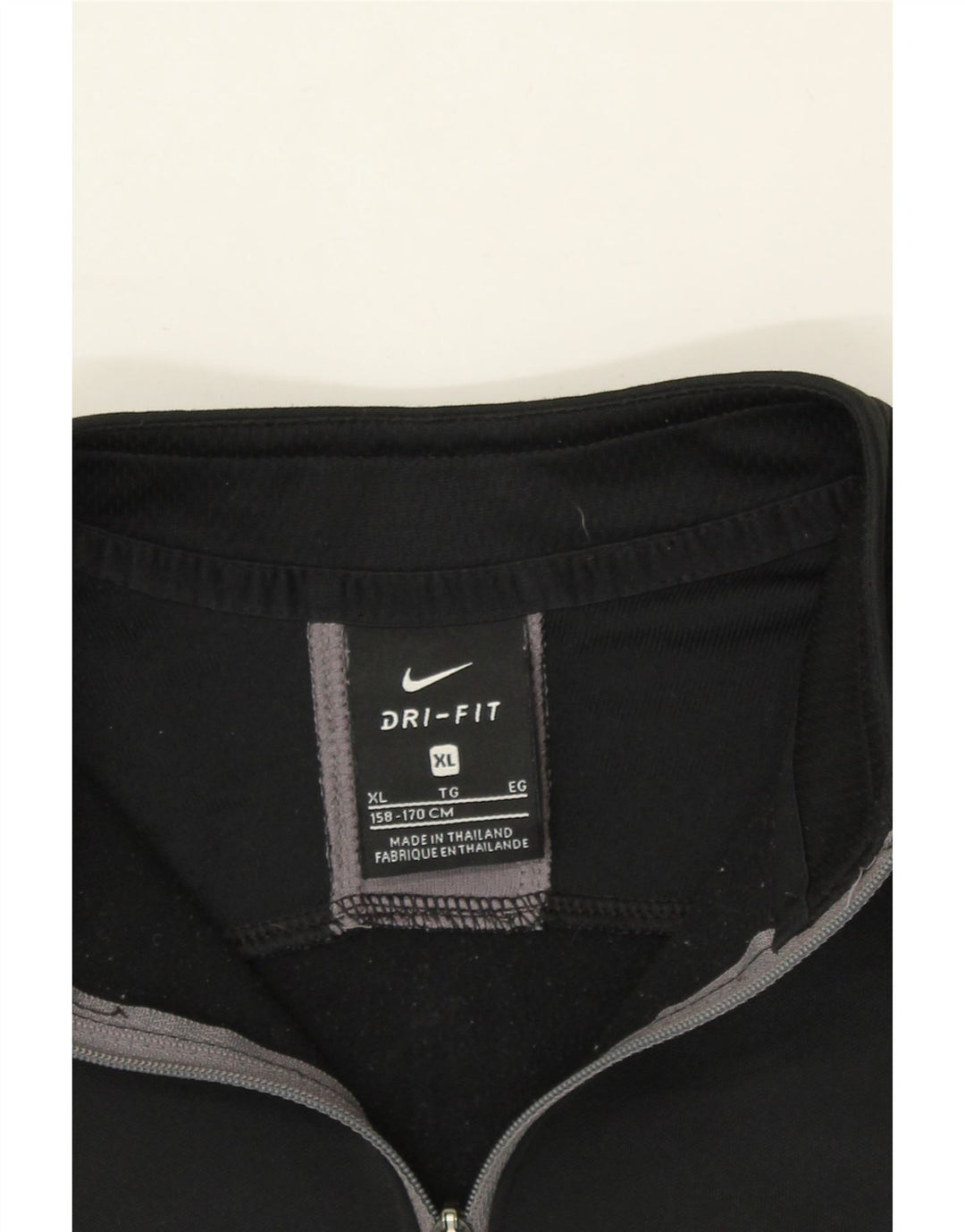 NIKE Boys Zip Neck Pullover Tracksuit Top 13-14 Years XL Black Colourblock Vintage Nike and Second-Hand Nike from Messina Hembry 