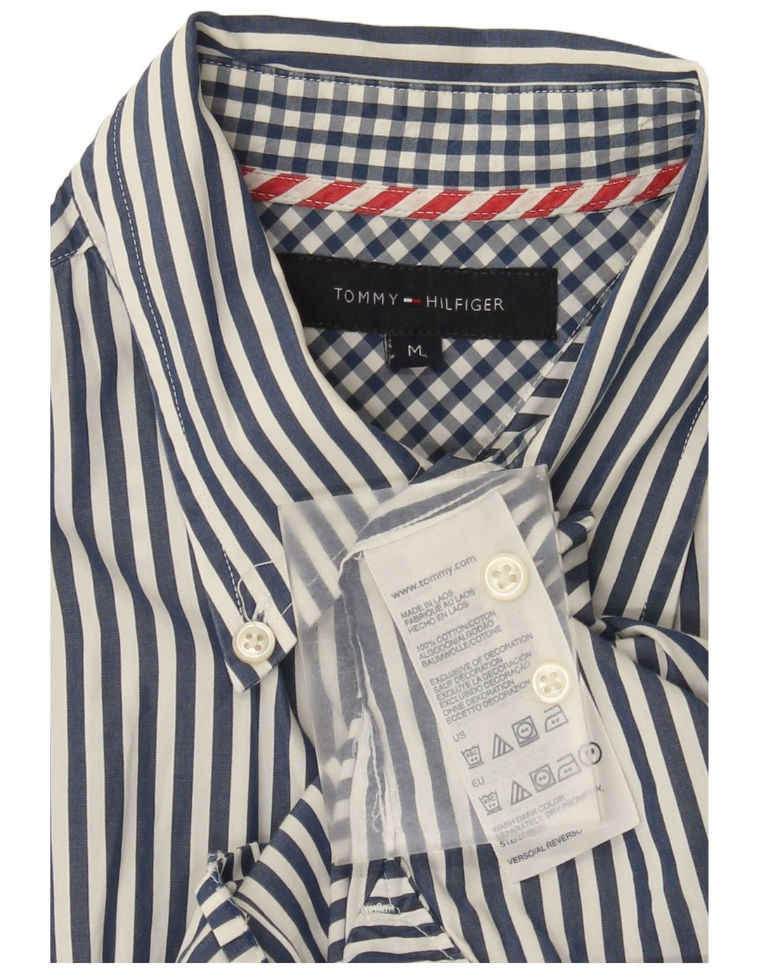 Camisa Tommy Hilfiger Hombre Algodón Rayas Azul Medio