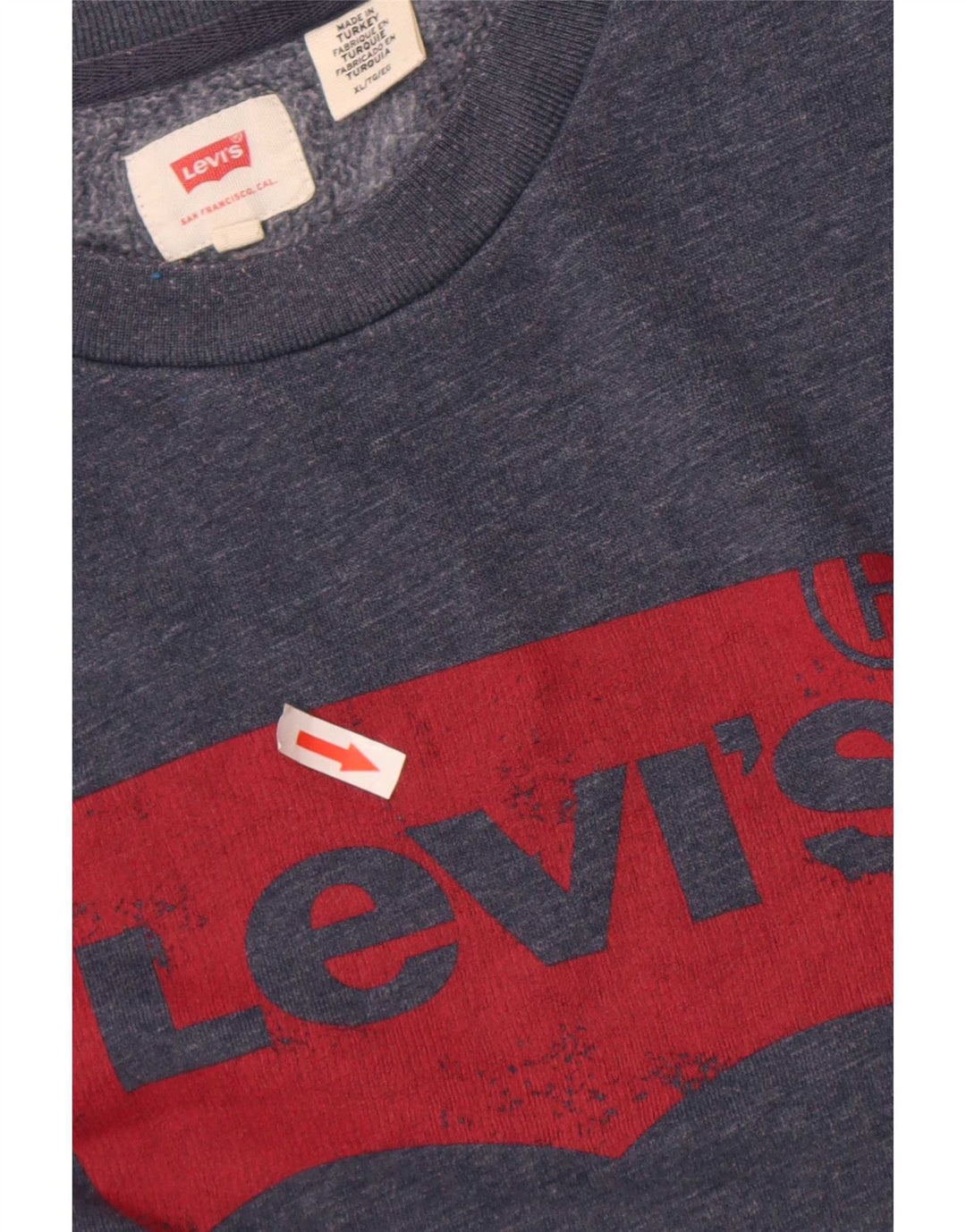 Levi's Hombre Sudadera Gráfica Jumper XL Algodón Moteado Azul Marino