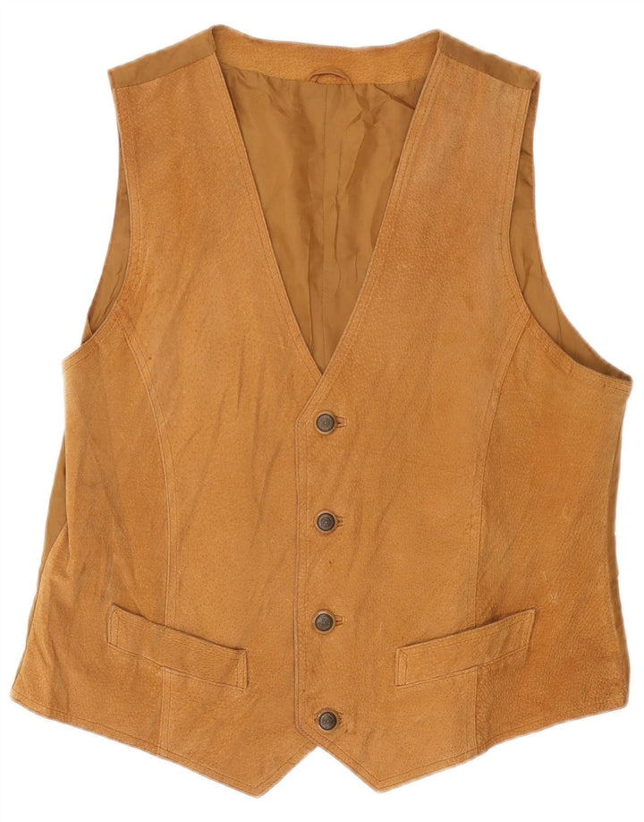 Chaleco vintage de ante para hombre de cuero beige medio