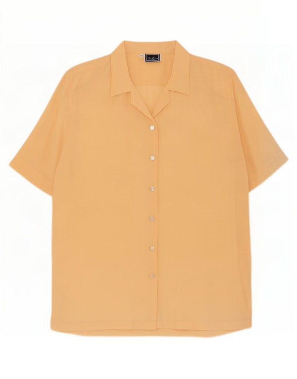 Luisa Spagnoli Blusa de manga corta para mujer UK 40 XL Seda amarilla