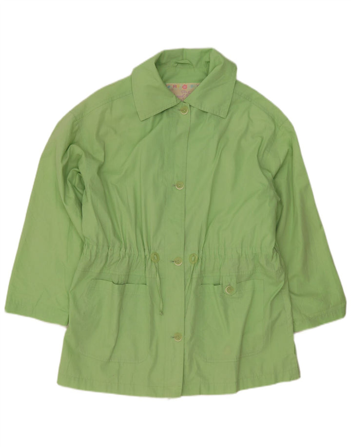Vintage mujer chaqueta utilitaria Reino Unido 16 poliéster verde grande