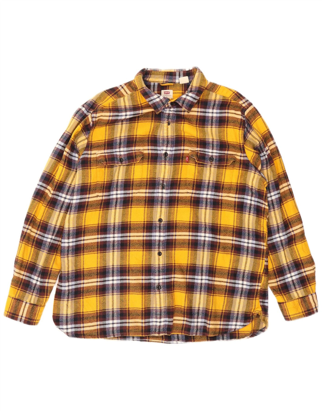 Levi's Camisa de franela de ajuste estándar XL de algodón a cuadros amarillos para hombre