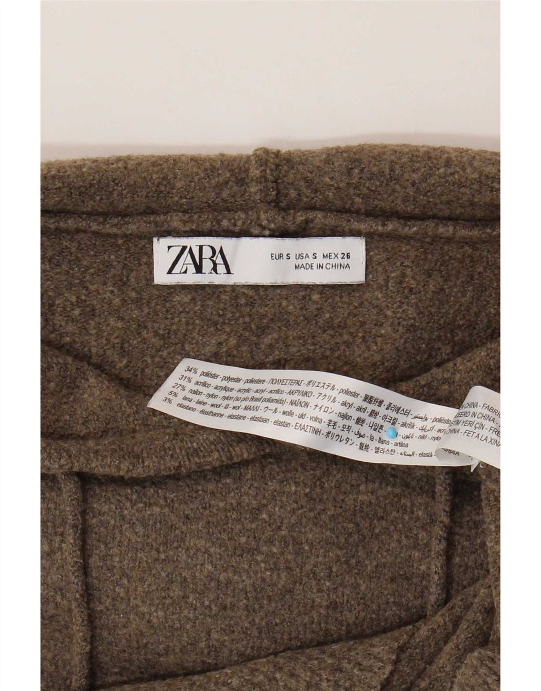 Zara Mujer Jersey De Gran Tamaño Con Capucha Suéter UK 10 Small Marrón Poliéster