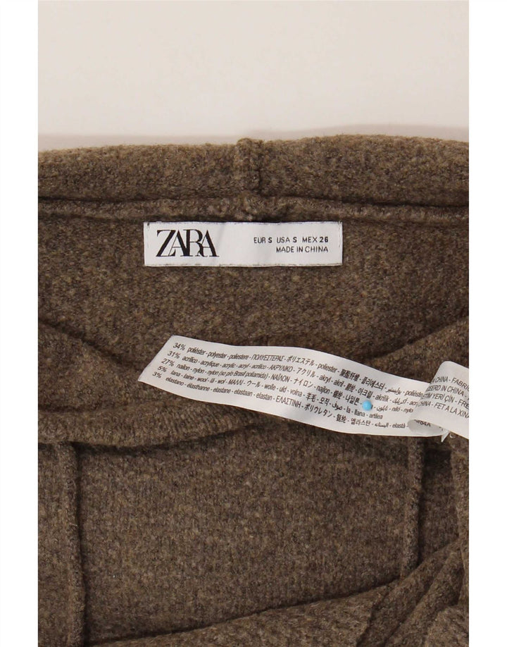 Zara Mujer Jersey De Gran Tamaño Con Capucha Suéter UK 10 Small Marrón Poliéster