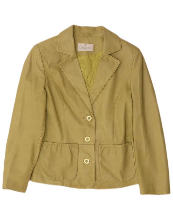 Elegance Chaqueta Blazer de Cuero con 3 Botones para Mujer UK 10 Small Green Leather