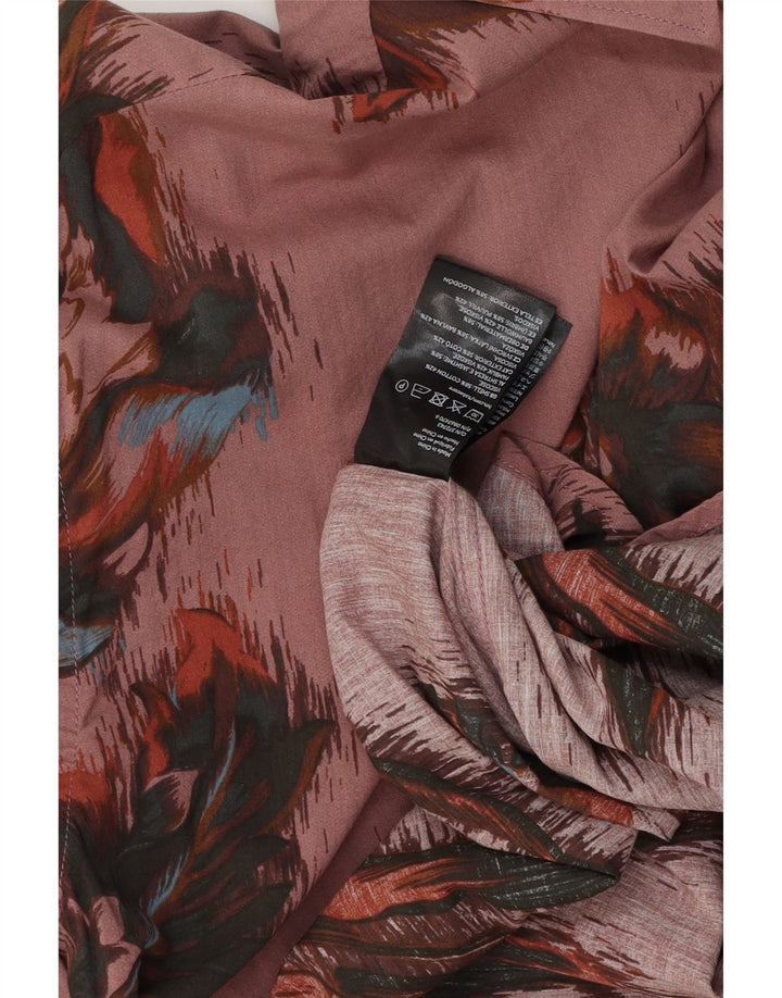 VINTAGE Camisa para hombre Algodón floral rosa grande