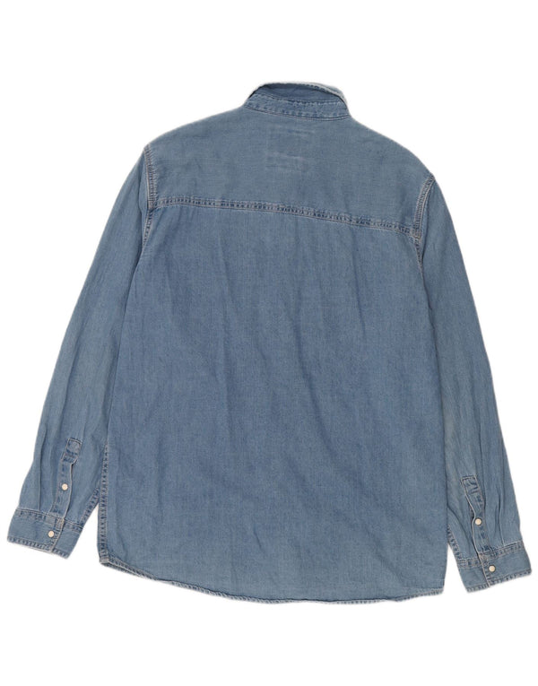 Zara Hombre Camisa Vaquera Grande Algodón Azul