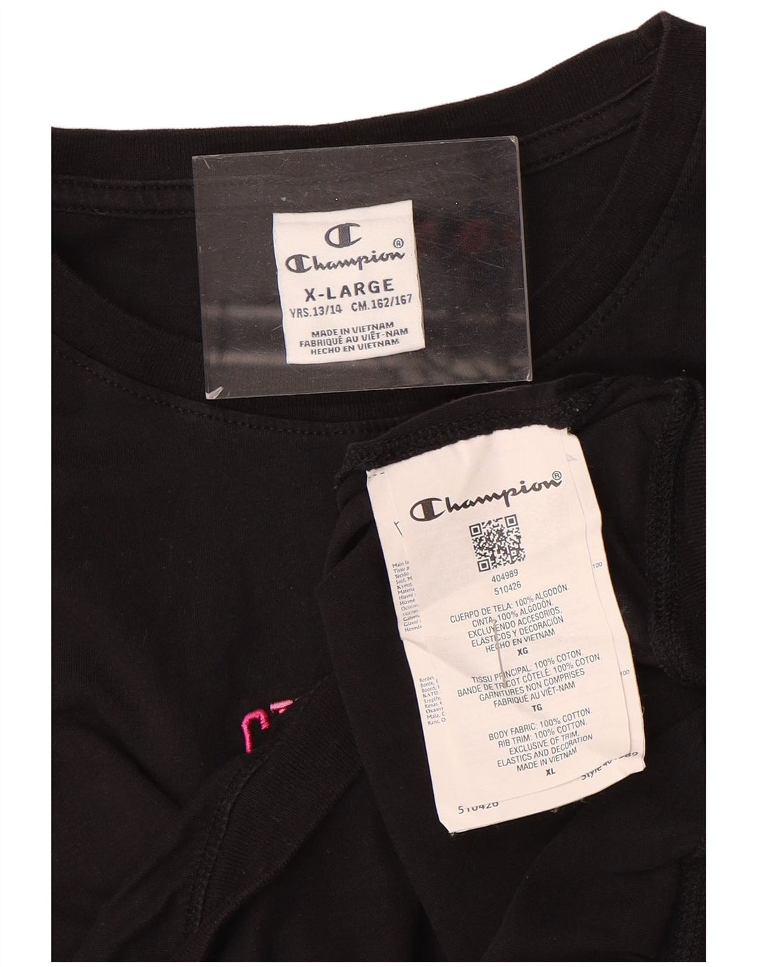 CHAMPION Camiseta Niña Top 13-14 Años XL Algodón Negro