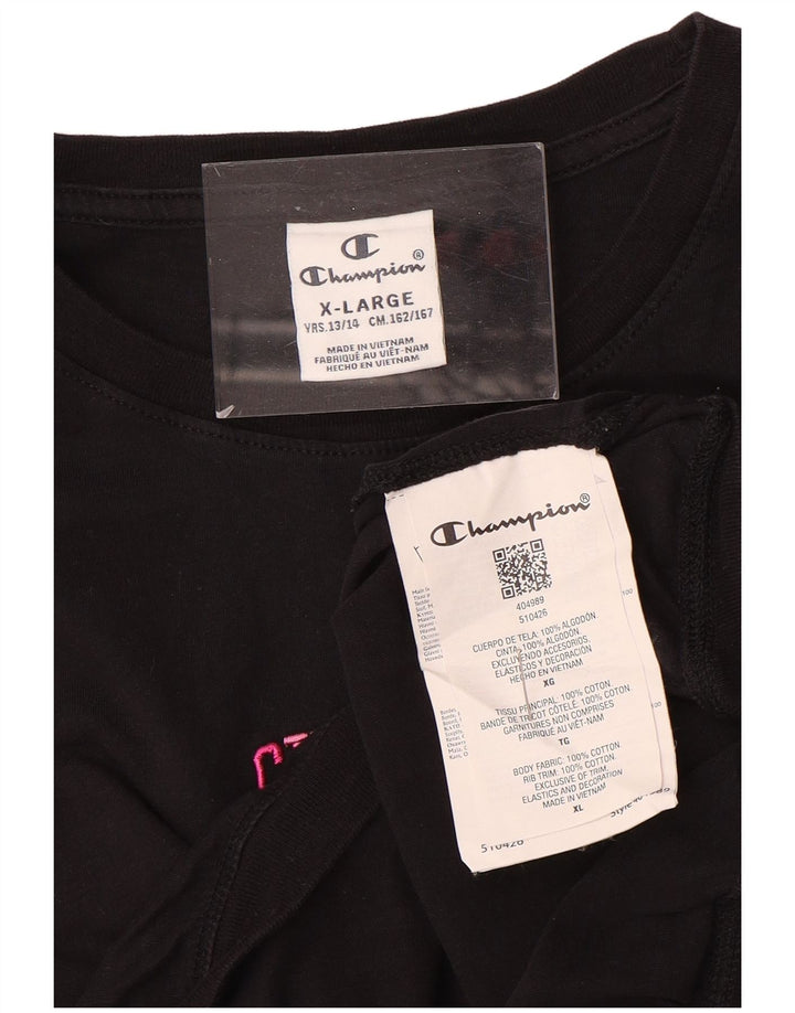 CHAMPION Camiseta Niña Top 13-14 Años XL Algodón Negro