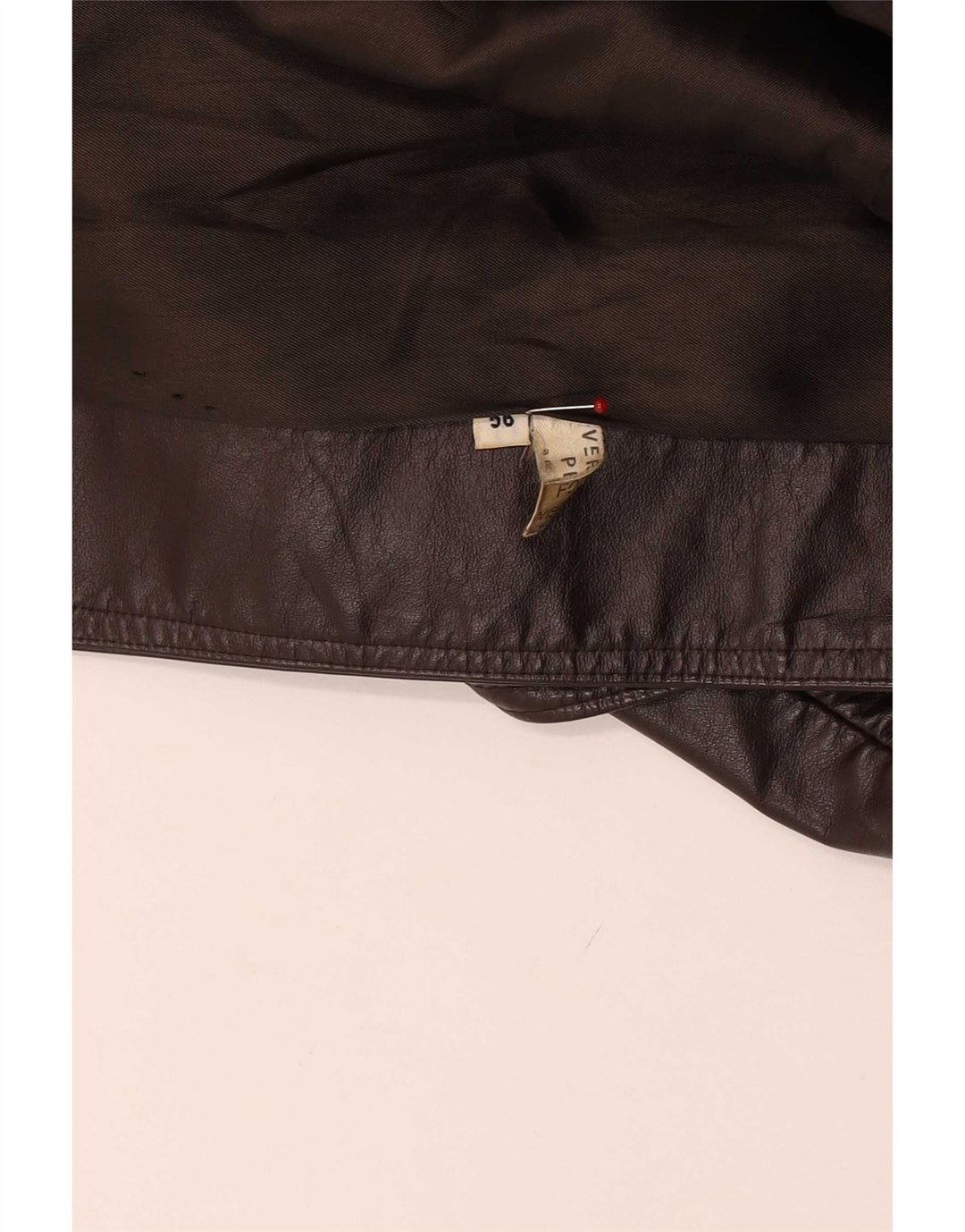 Vintage hombres cuero doble pecho abrigo IT 56 2XL marrón clásico