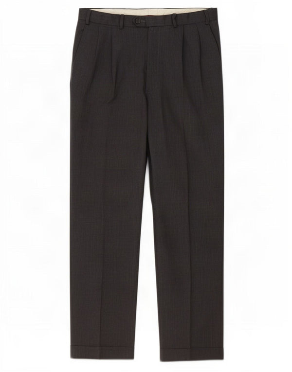Marks & Spencer Pantalón de traje con pinzas para hombre W36 L33 Lana gris
