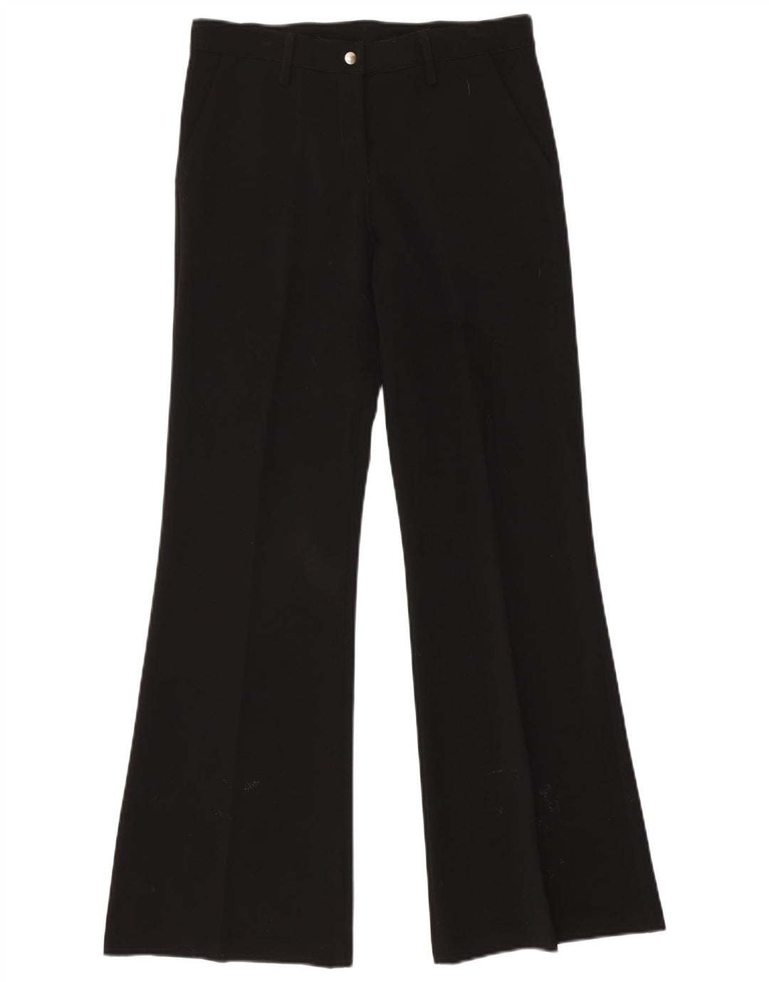 VINTAGE Pantalón Chino Bootcut Mujer Medio W30 L32 Poliéster Negro