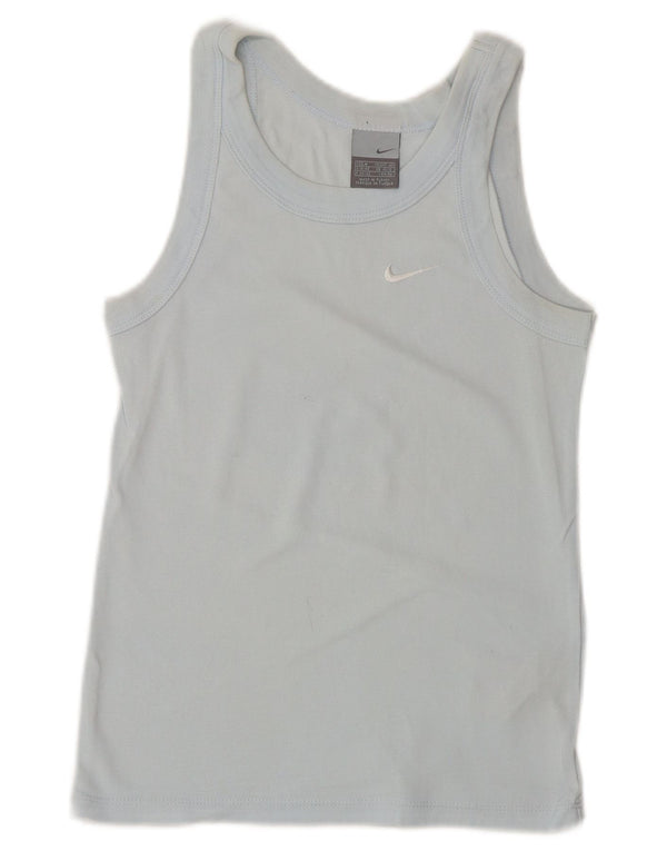 NIKE Womens Crop Vest Top UK 10/12 Medium Blue Cotton