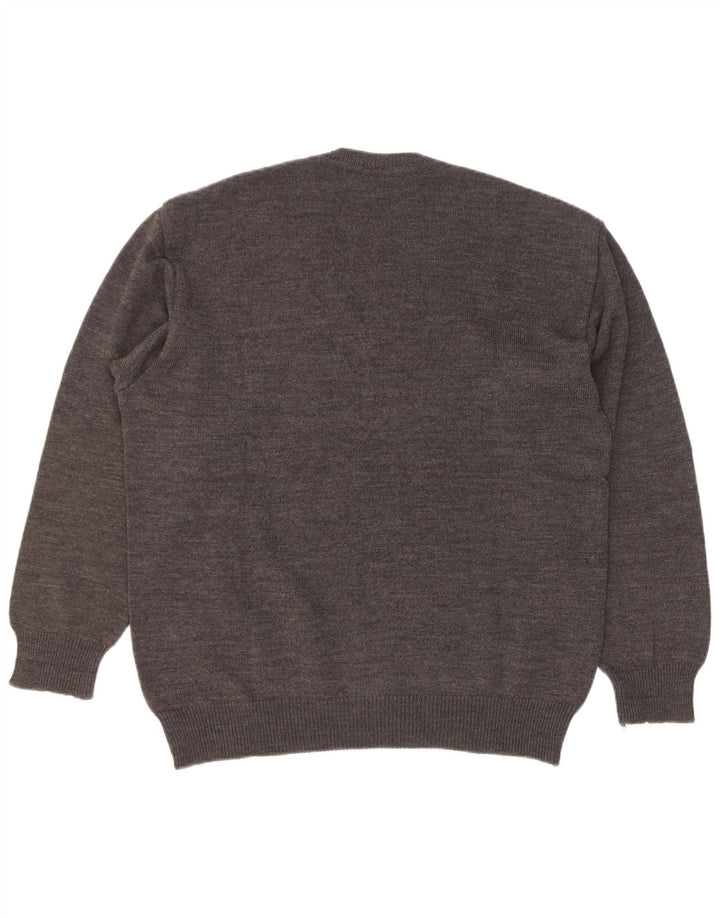 Rinaldi Hombre Jersey Con Cuello En V De Lana Geométrica Gris Medio