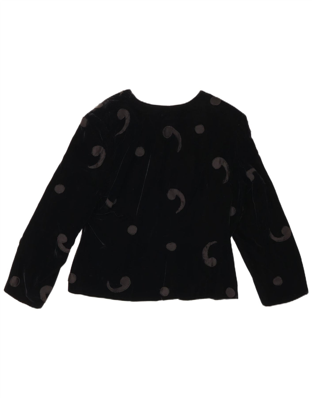 VINTAGE Chaqueta Blazer de Terciopelo de 5 Botones para Mujer Reino Unido 12 Paisley Negro Medio