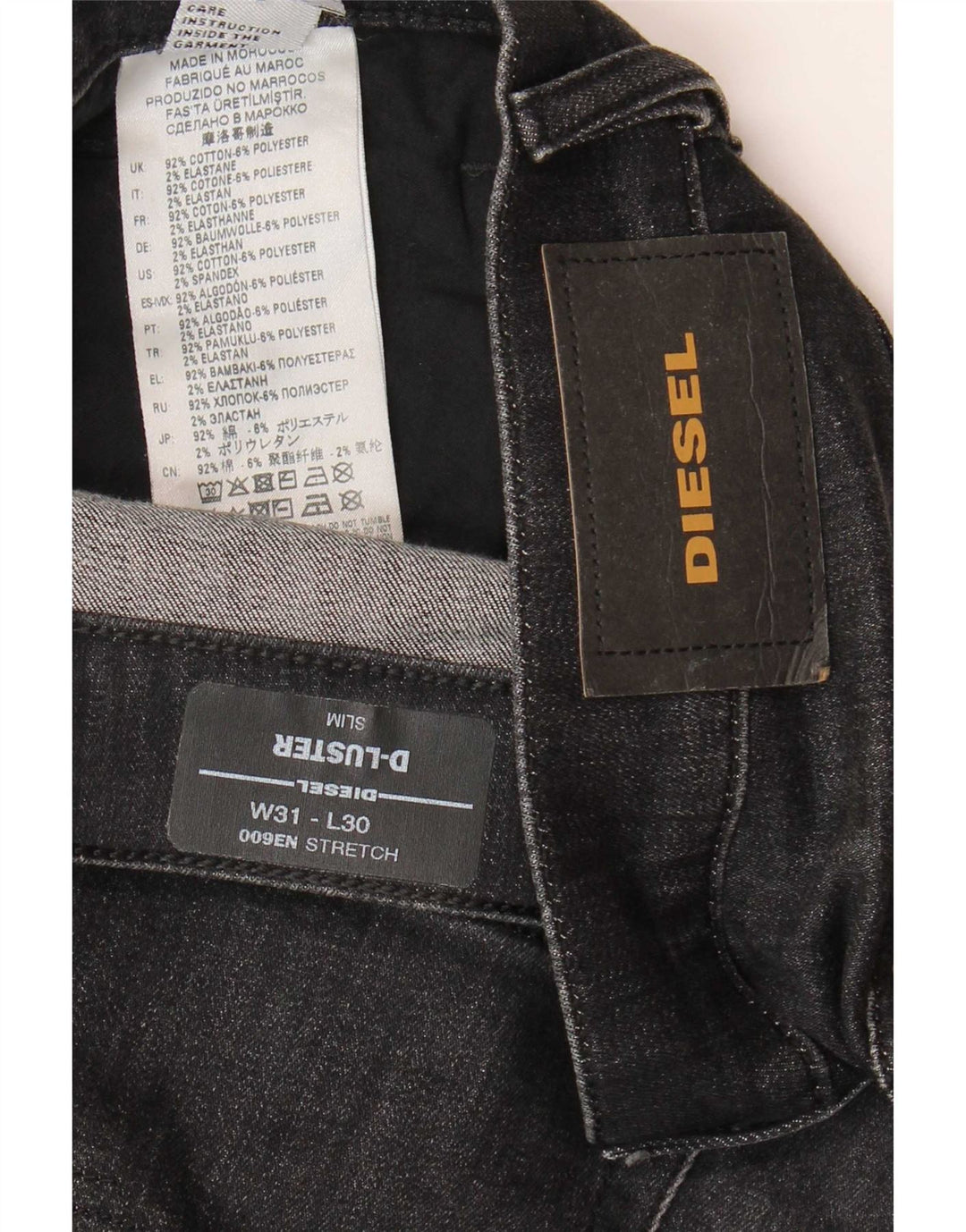 Diesel Hombre D-Luster Slim Jeans W31 L30 Algodón Gris