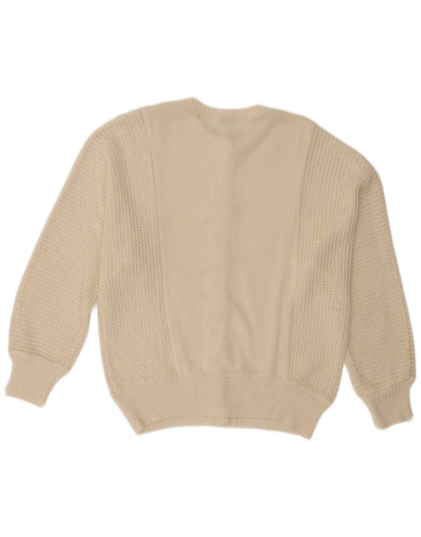 Vintage mujer Cardigan suéter IT 46 grande de poliacrílico blanco apagado