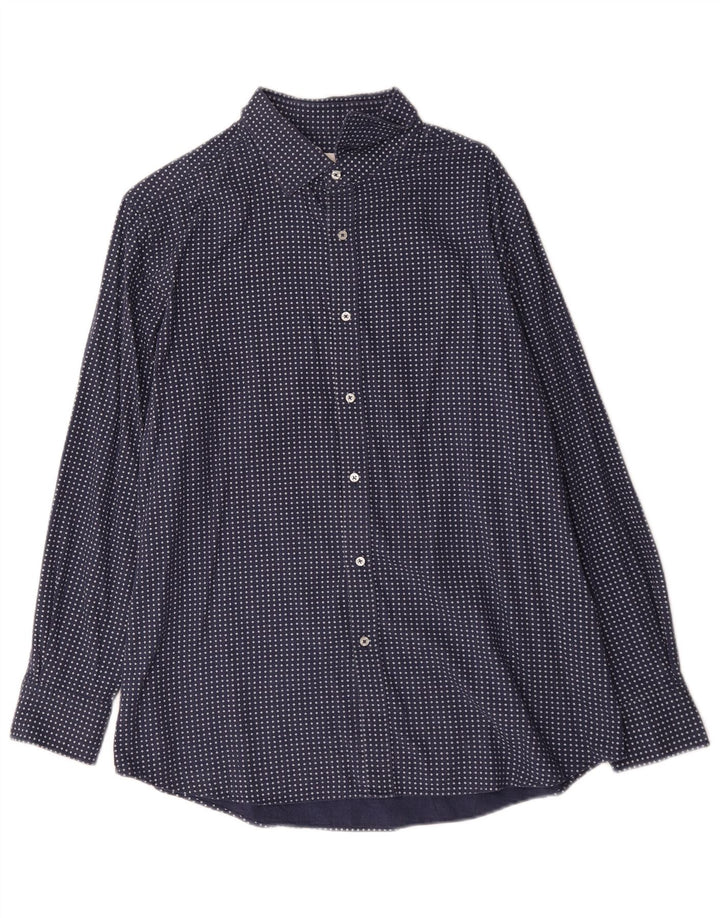 Camisa Massimo Dutti Hombre XL Azul Geométrico Algodón