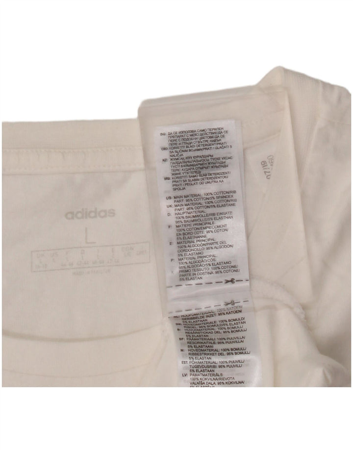 ADIDAS Camiseta gráfica para mujer Top UK 16/18 Grande Algodón blanco