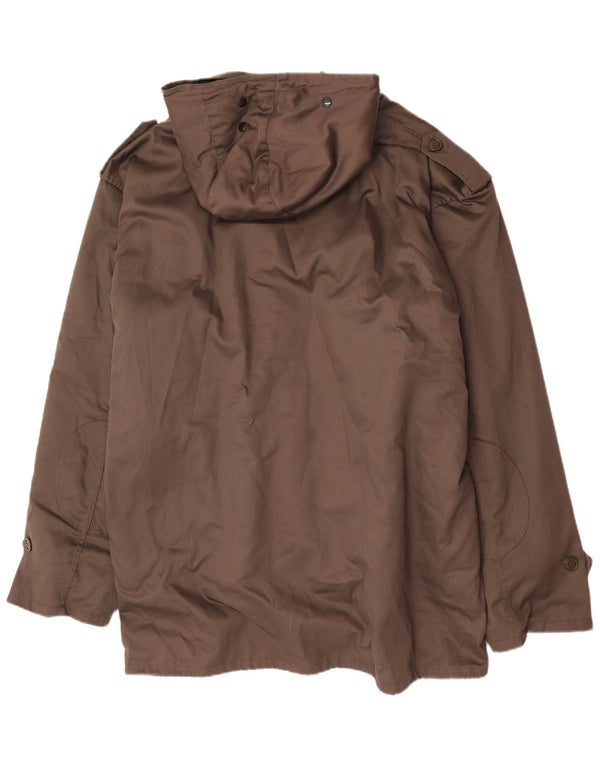 Vintage hombres militar con capucha Sherpa Parka chaqueta IT 62 3XL Caqui