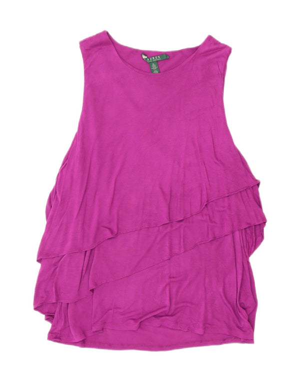 Ralph Lauren Blusa Sin Mangas para Mujer UK 40 XL Viscosa Púrpura