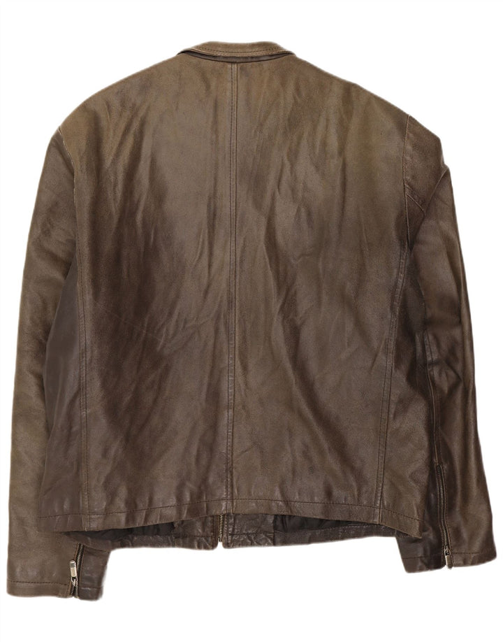 Planet Chaqueta de cuero para hombre IT 54 2XL Verde