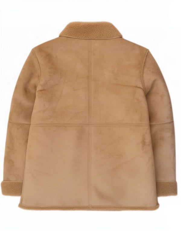David Barry Chaqueta Sherpa para Mujer UK 46 Grande Poliéster Beige