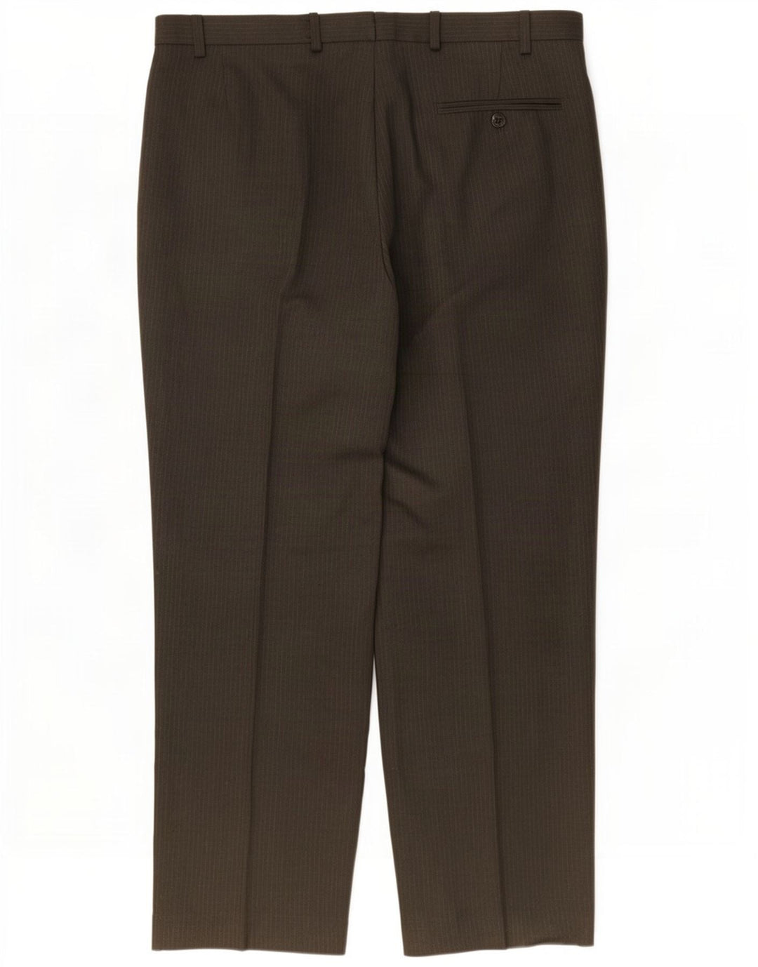 Marks & Spencer Pantalón de traje con pinzas para hombre W36 L29 Marrón Poliéster a rayas