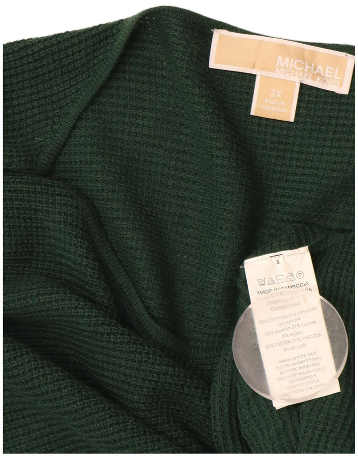 MICHAEL KORS Suéter largo con cuello barco para mujer UK 20 2XL Verde
