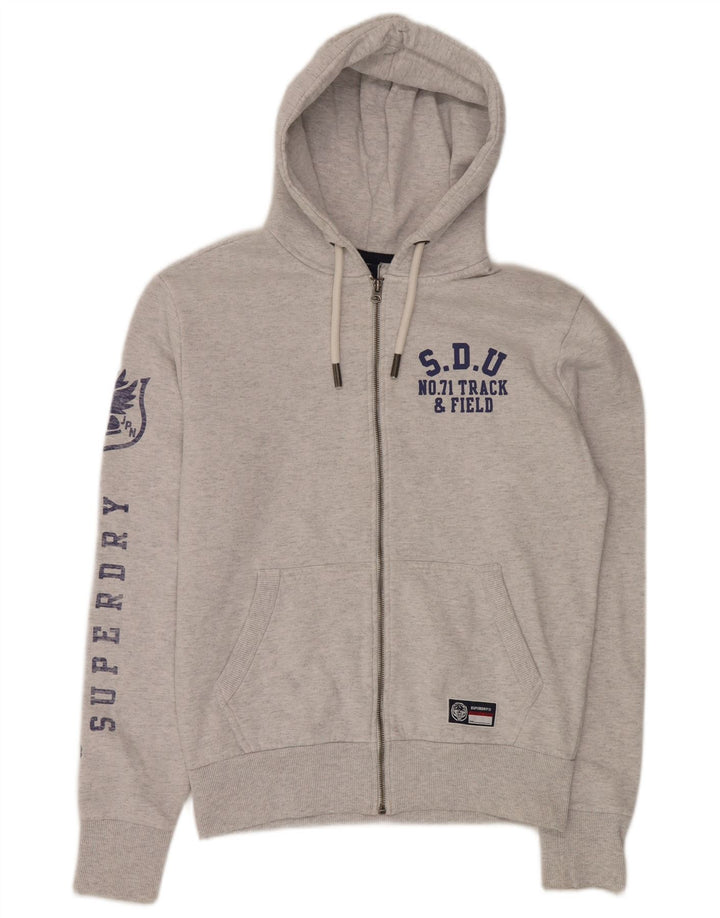 Superdry Hombre Sudadera Con Capucha Y Cremallera Gráfica De Algodón Gris Medio