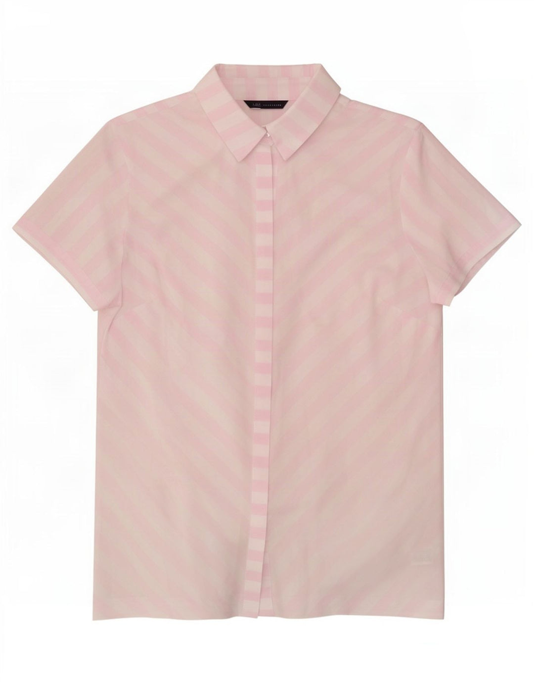 Marks & Spencer Camisa de manga corta para mujer UK 42 Mediana Rayas blancas