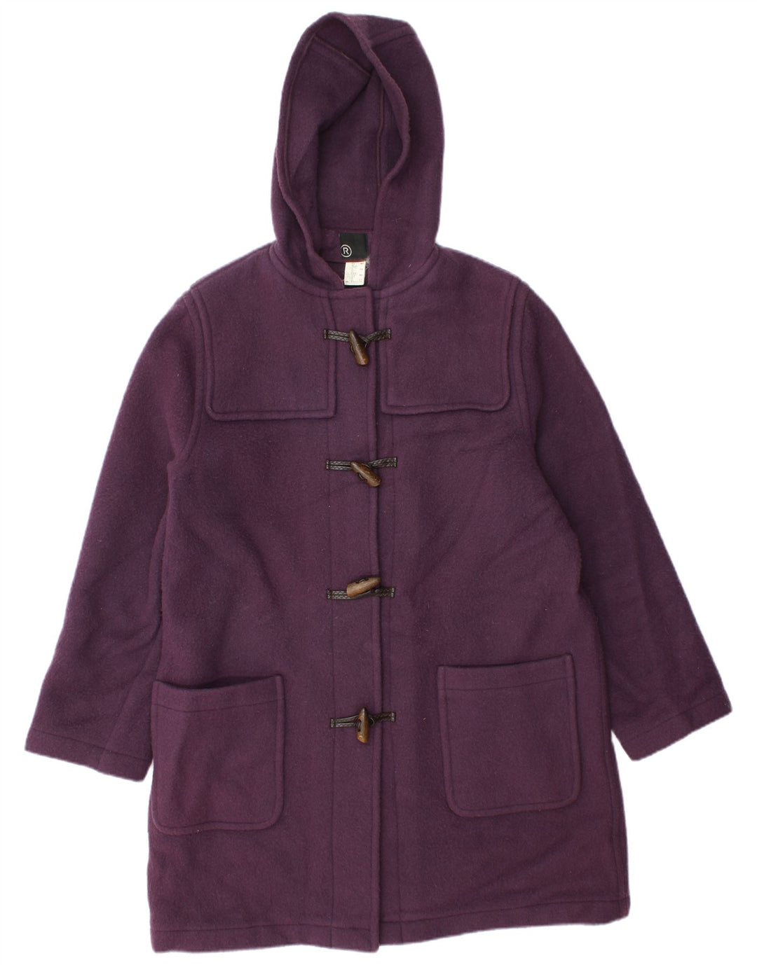Vintage mujer con capucha Duffle abrigo Reino Unido 14 lana púrpura grande