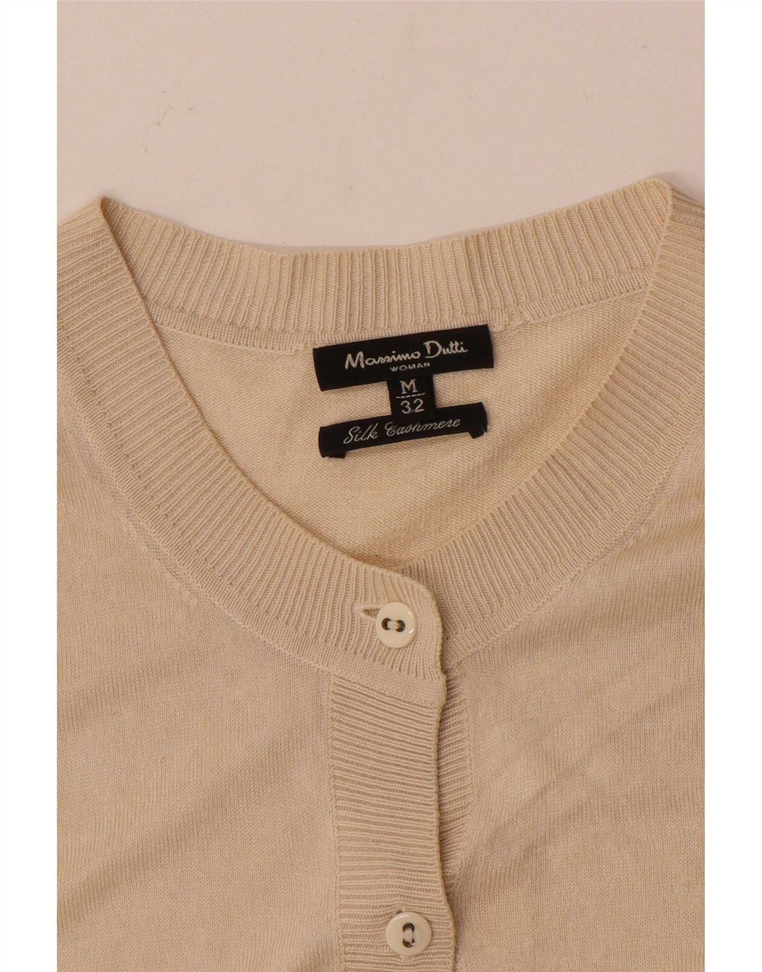 Massimo Dutti Cárdigan Mujer UK 42 Medio Seda Beige