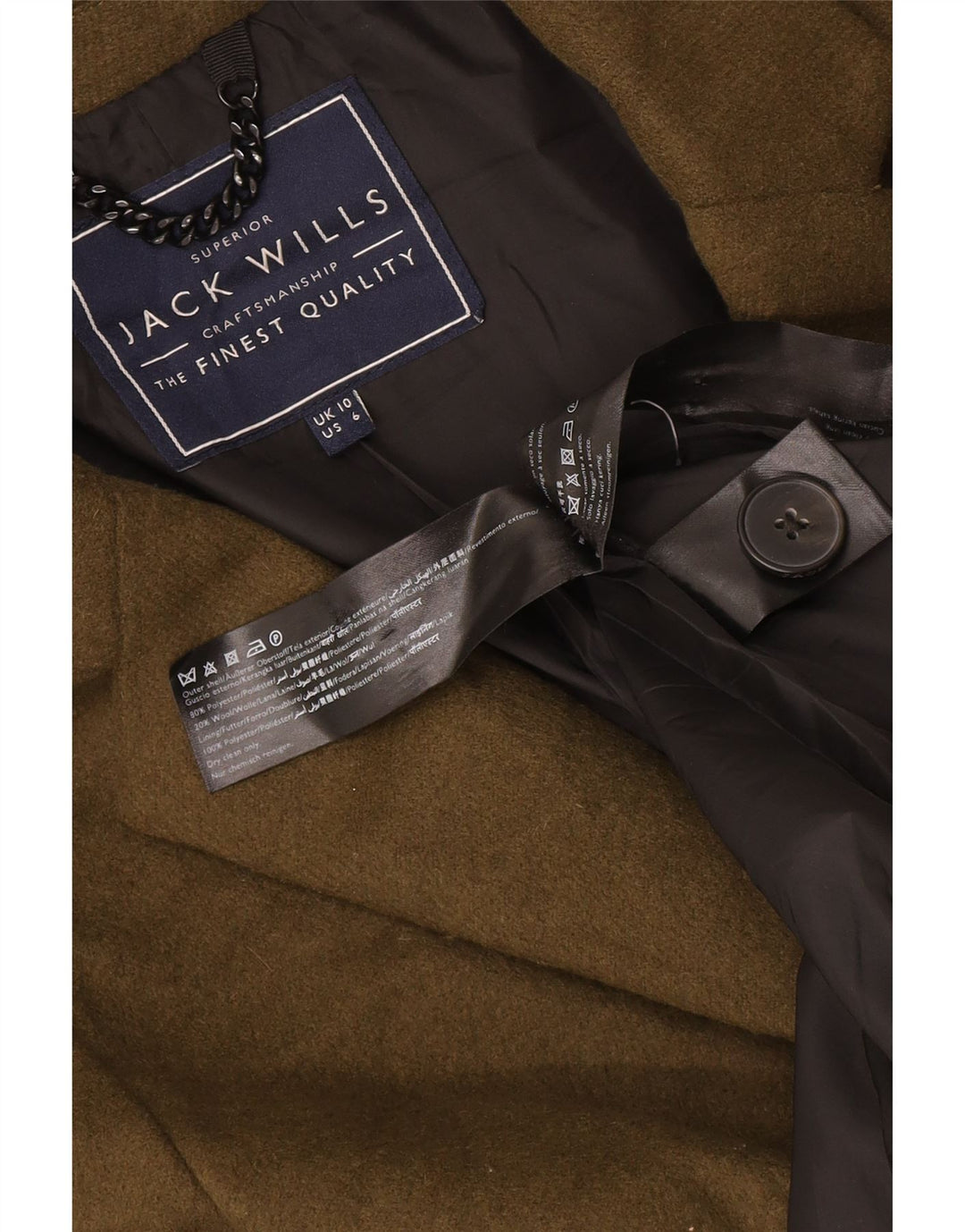 Jack Wills Abrigo extragrande para mujer UK 10 Pequeño Poliéster caqui