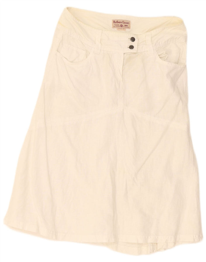 Marlboro Classics Falda Acampanada para Mujer EU 42 Grande W30 Lino Blanco
