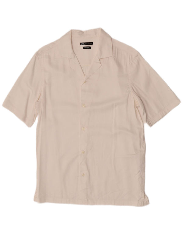 Zara Hombre Camisa Manga Corta Small Viscosa Blanca